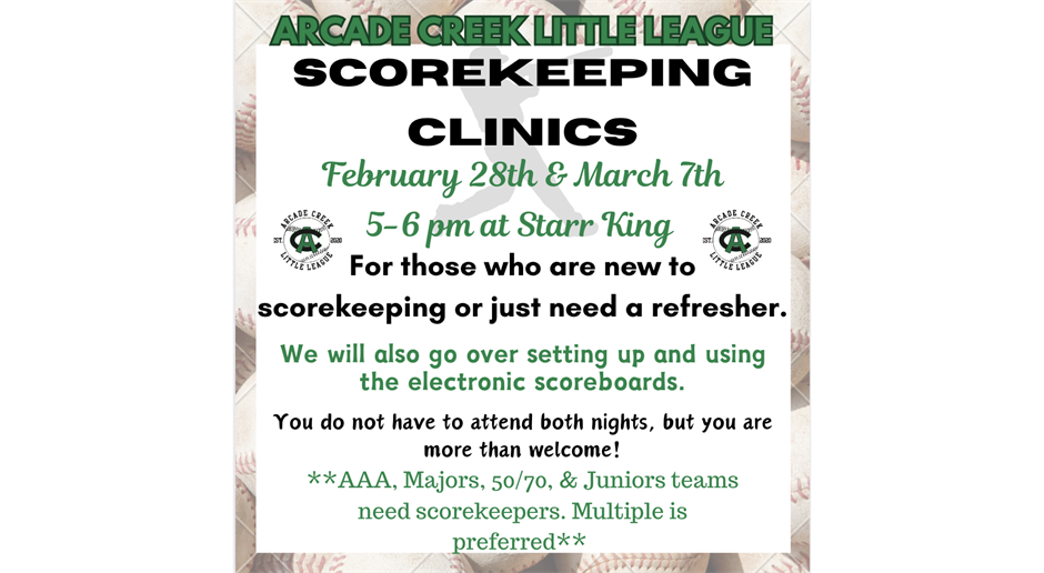 Scorekeeping Clinics 2/28 &3/7