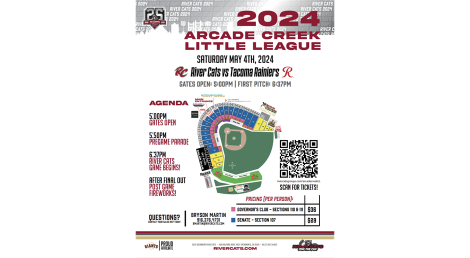 Little League Night At the Rivercats! 5/4/2024