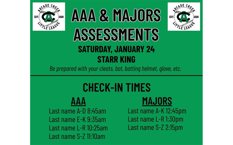 Mandatory AAA & Majors Assessments