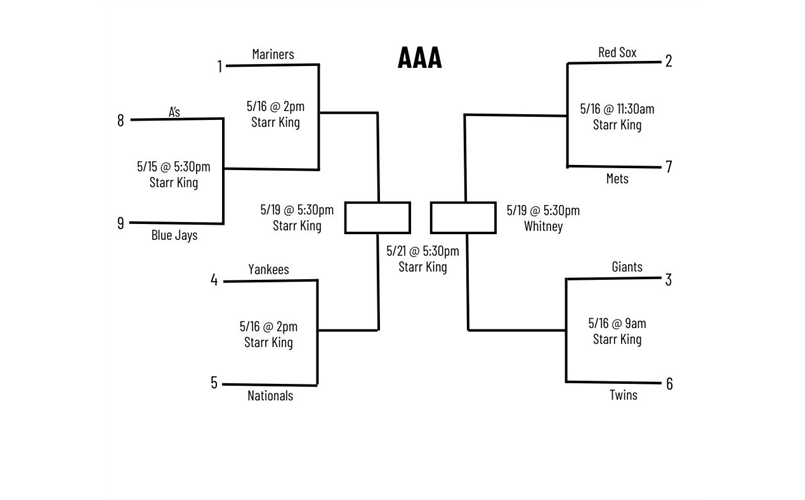 AAA in-house tournament bracket